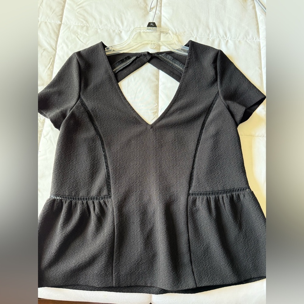 Sézane Amanda Black Blouse Short Sleeve Size 36 (US 4) - Picture 10 of 10